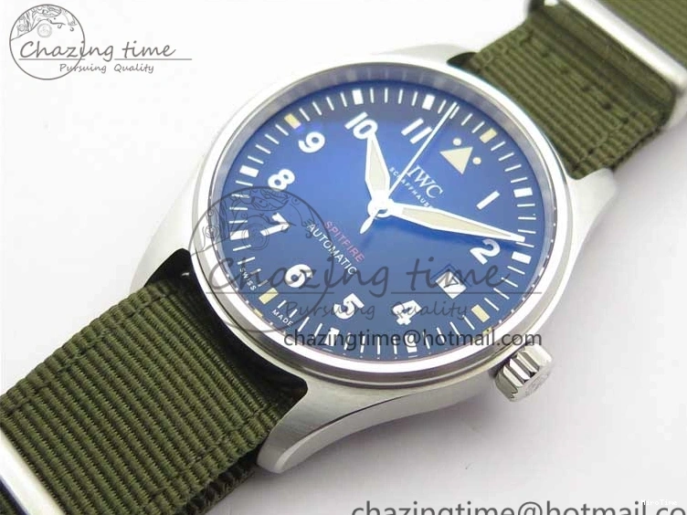 MIROTIME 0325 Fashionable Pilot IW326801 SS MK 1:1 Best Edition Black Dial on Green Nylon Strap MIYOTA 7122